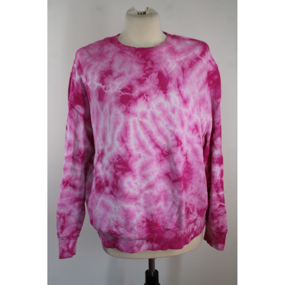 Monrow M Pink Tie Dye Sweatshirt Crewneck Long Sleeve French Terry